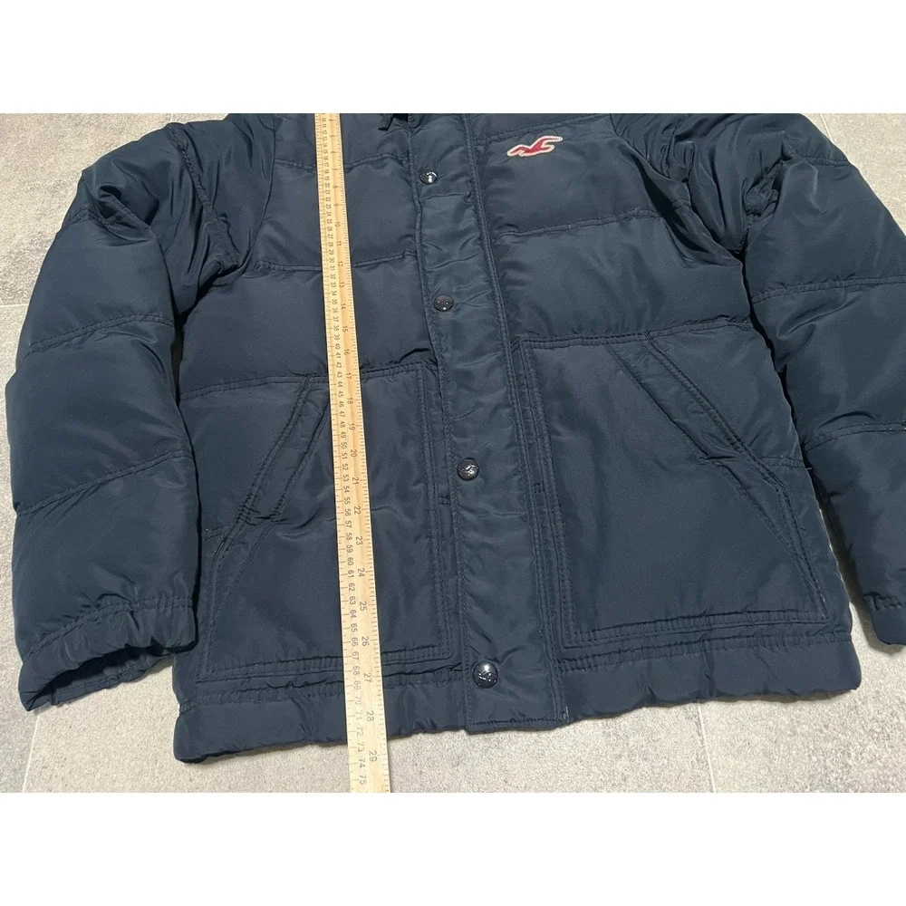 Hollister Men's Puffer Jacket Black Size L Zip Up Winter Coat